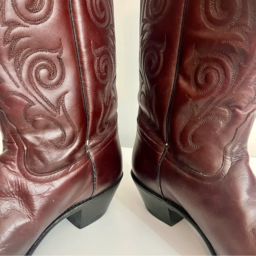 Vintage Tony Lama Red Leather Boots Size 8 - Picture 5 of 14